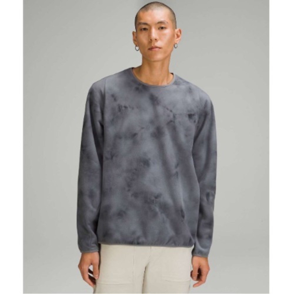 182-Lululemon lab Fleece Crew Pullover Diamond Dye Asphalt Grey Graphite Grey